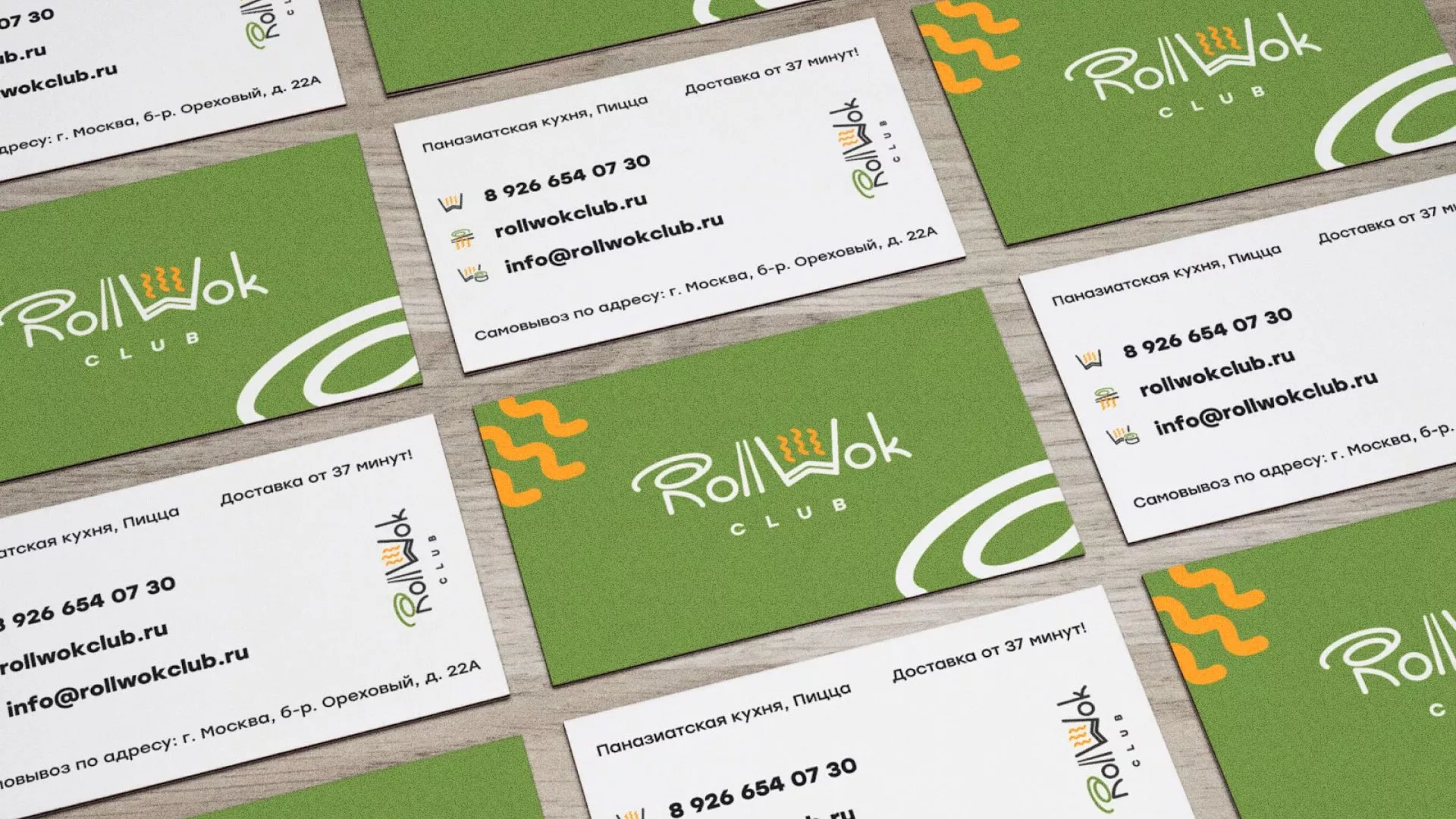 Разработка дизайна визиток суши-бара «Roll Wok Club» в Нелидово